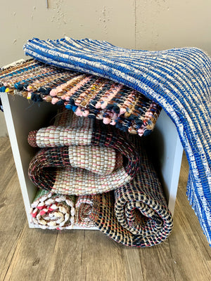 Hand loomed rag rugs